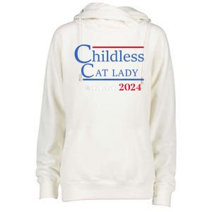 Childless Cat Lady 2024 Ladies Is Voting Kamala Womens Funnel Neck Pullover Hood