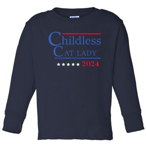 Childless Cat Lady 2024 Ladies Is Voting Kamala Toddler Long Sleeve Shirt