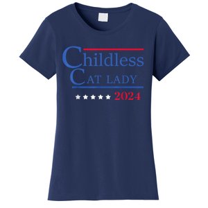 Childless Cat Lady 2024 Ladies Is Voting Kamala Women's T-Shirt