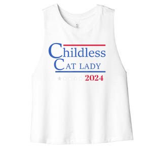 Childless Cat Lady 2024 Ladies Is Voting Kamala Women's Racerback Cropped Tank