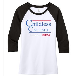 Childless Cat Lady 2024 Ladies Is Voting Kamala Women's Tri-Blend 3/4-Sleeve Raglan Shirt