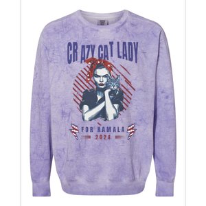 Crazy Cat Lady For Kamala 2024 Gift Colorblast Crewneck Sweatshirt