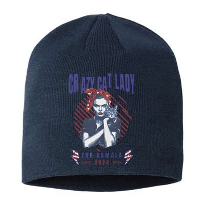 Crazy Cat Lady For Kamala 2024 Gift Sustainable Beanie