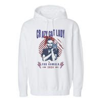 Crazy Cat Lady For Kamala 2024 Gift Garment-Dyed Fleece Hoodie