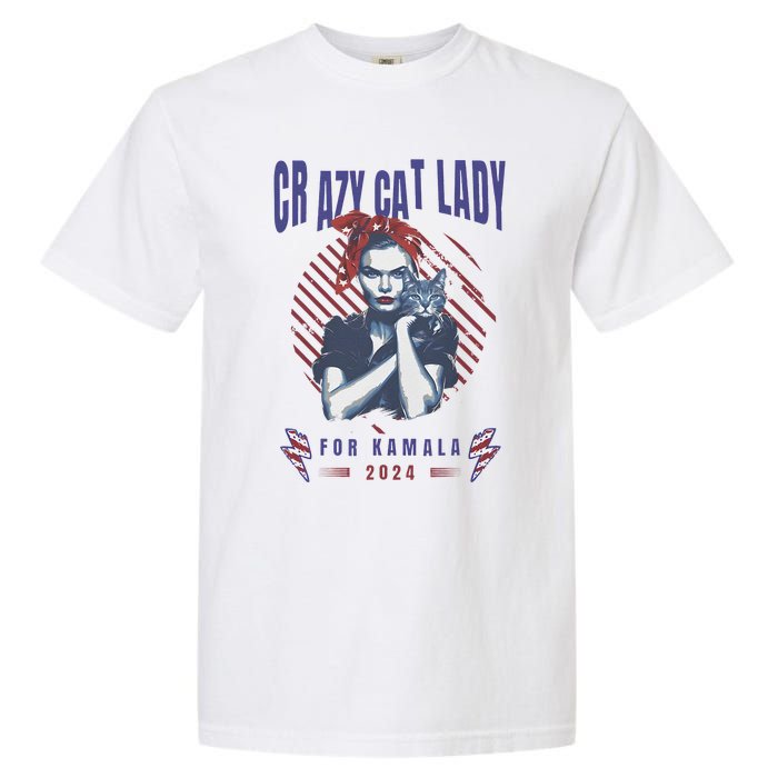 Crazy Cat Lady For Kamala 2024 Gift Garment-Dyed Heavyweight T-Shirt