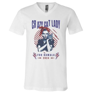 Crazy Cat Lady For Kamala 2024 Gift V-Neck T-Shirt