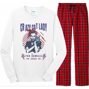 Crazy Cat Lady For Kamala 2024 Gift Long Sleeve Pajama Set