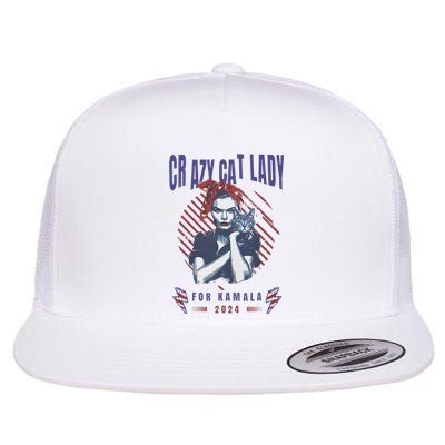 Crazy Cat Lady For Kamala 2024 Gift Flat Bill Trucker Hat