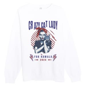 Crazy Cat Lady For Kamala 2024 Gift Premium Crewneck Sweatshirt