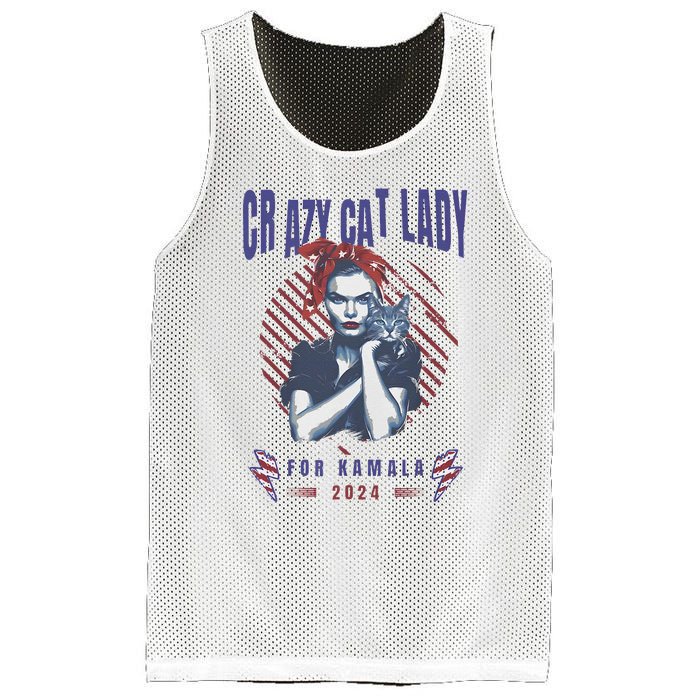 Crazy Cat Lady For Kamala 2024 Gift Mesh Reversible Basketball Jersey Tank