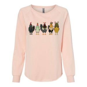 Chicken Christmas Lights Farm Animal Christmas Funny Chicken Lover Xmas Womens California Wash Sweatshirt