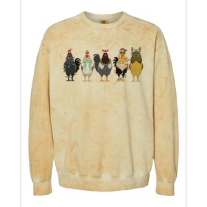 Chicken Christmas Lights Farm Animal Christmas Funny Chicken Lover Xmas Colorblast Crewneck Sweatshirt