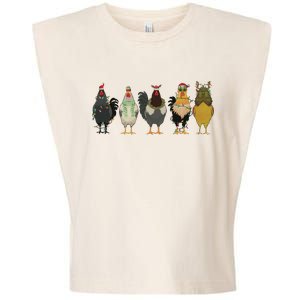 Chicken Christmas Lights Farm Animal Christmas Funny Chicken Lover Xmas Garment-Dyed Women's Muscle Tee