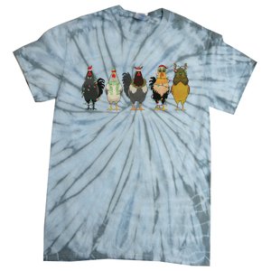 Chicken Christmas Lights Farm Animal Christmas Funny Chicken Lover Xmas Tie-Dye T-Shirt