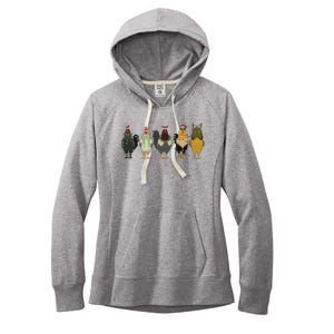 Chicken Christmas Lights Farm Animal Christmas Funny Chicken Lover Xmas Women's Fleece Hoodie