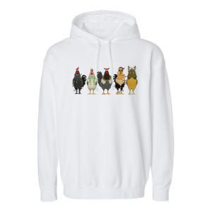 Chicken Christmas Lights Farm Animal Christmas Funny Chicken Lover Xmas Garment-Dyed Fleece Hoodie