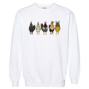 Chicken Christmas Lights Farm Animal Christmas Funny Chicken Lover Xmas Garment-Dyed Sweatshirt