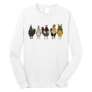 Chicken Christmas Lights Farm Animal Christmas Funny Chicken Lover Xmas Long Sleeve Shirt