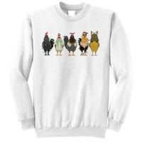 Chicken Christmas Lights Farm Animal Christmas Funny Chicken Lover Xmas Sweatshirt