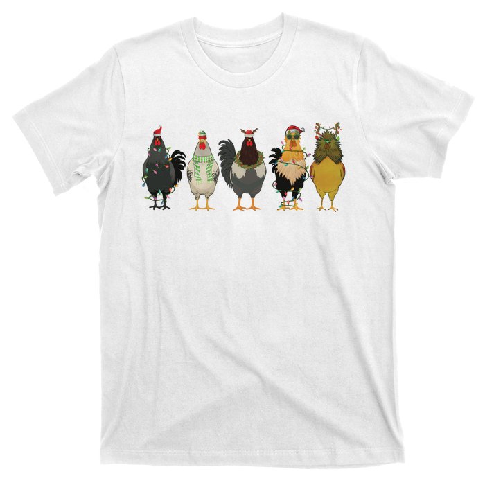 Chicken Christmas Lights Farm Animal Christmas Funny Chicken Lover Xmas T-Shirt