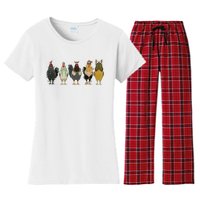 Chicken Christmas Lights Farm Animal Christmas Funny Chicken Lover Xmas Women's Flannel Pajama Set