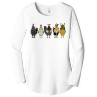 Chicken Christmas Lights Farm Animal Christmas Funny Chicken Lover Xmas Women's Perfect Tri Tunic Long Sleeve Shirt