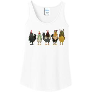 Chicken Christmas Lights Farm Animal Christmas Funny Chicken Lover Xmas Ladies Essential Tank