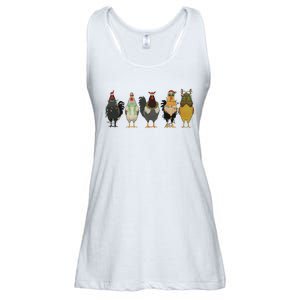 Chicken Christmas Lights Farm Animal Christmas Funny Chicken Lover Xmas Ladies Essential Flowy Tank