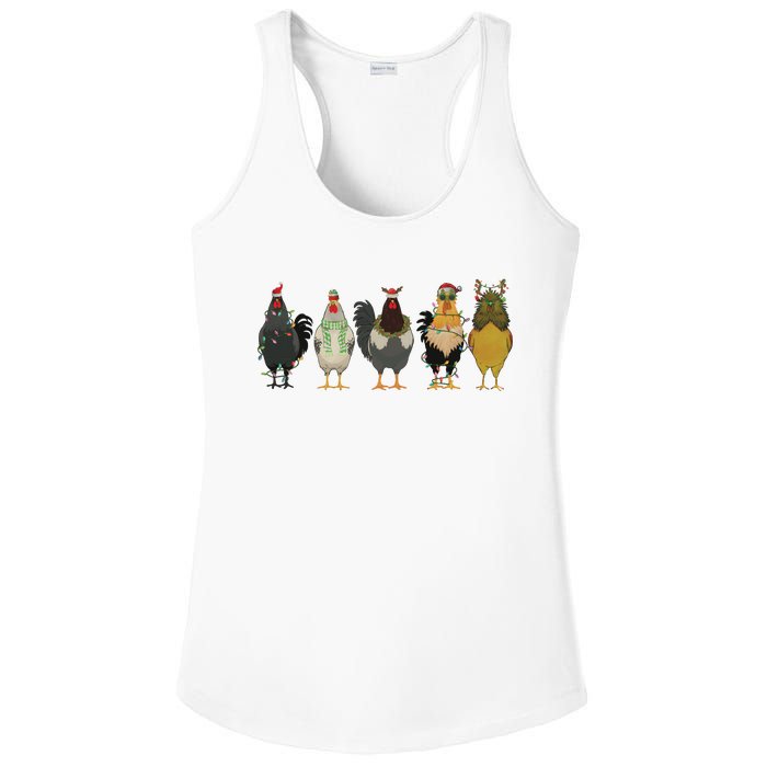 Chicken Christmas Lights Farm Animal Christmas Funny Chicken Lover Xmas Ladies PosiCharge Competitor Racerback Tank