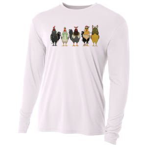 Chicken Christmas Lights Farm Animal Christmas Funny Chicken Lover Xmas Cooling Performance Long Sleeve Crew