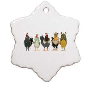 Chicken Christmas Lights Farm Animal Christmas Funny Chicken Lover Xmas Ceramic Star Ornament