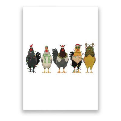 Chicken Christmas Lights Farm Animal Christmas Funny Chicken Lover Xmas Poster