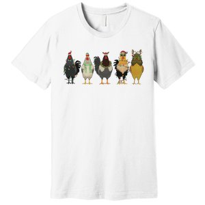 Chicken Christmas Lights Farm Animal Christmas Funny Chicken Lover Xmas Premium T-Shirt