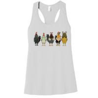 Chicken Christmas Lights Farm Animal Christmas Funny Chicken Lover Xmas Women's Racerback Tank