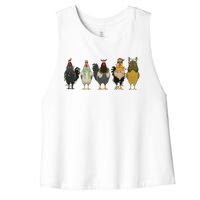 Chicken Christmas Lights Farm Animal Christmas Funny Chicken Lover Xmas Women's Racerback Cropped Tank