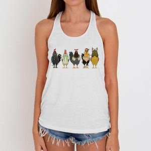 Chicken Christmas Lights Farm Animal Christmas Funny Chicken Lover Xmas Women's Knotted Racerback Tank