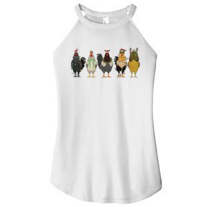 Chicken Christmas Lights Farm Animal Christmas Funny Chicken Lover Xmas Women's Perfect Tri Rocker Tank