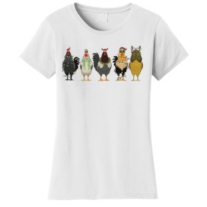 Chicken Christmas Lights Farm Animal Christmas Funny Chicken Lover Xmas Women's T-Shirt