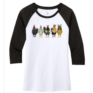 Chicken Christmas Lights Farm Animal Christmas Funny Chicken Lover Xmas Women's Tri-Blend 3/4-Sleeve Raglan Shirt