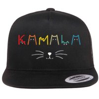 Commala Cat Lettering Positive Funny Cat Letters Flat Bill Trucker Hat