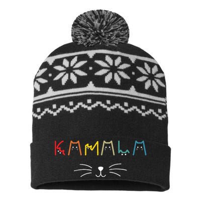 Commala Cat Lettering Positive Funny Cat Letters USA-Made Snowflake Beanie