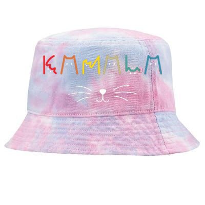 Commala Cat Lettering Positive Funny Cat Letters Tie-Dyed Bucket Hat