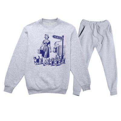 Childless Cat Lady Funny Vintage Premium Crewneck Sweatsuit Set