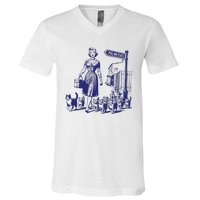 Childless Cat Lady Funny Vintage V-Neck T-Shirt