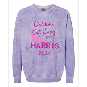 Childless Cat Lady For Harris 2024 Gift Colorblast Crewneck Sweatshirt