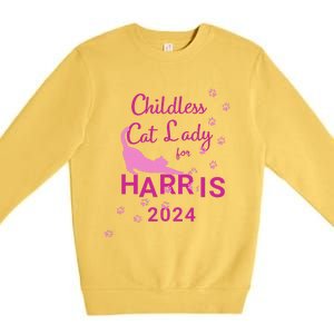 Childless Cat Lady For Harris 2024 Gift Premium Crewneck Sweatshirt