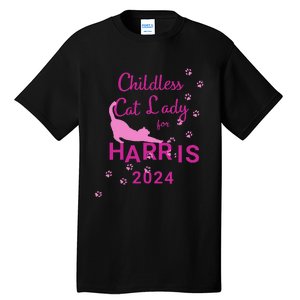 Childless Cat Lady For Harris 2024 Gift Tall T-Shirt