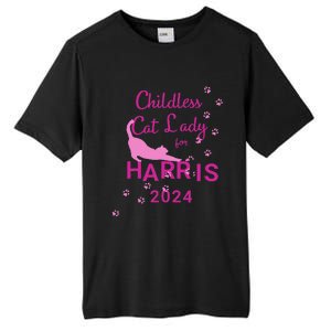 Childless Cat Lady For Harris 2024 Gift Tall Fusion ChromaSoft Performance T-Shirt