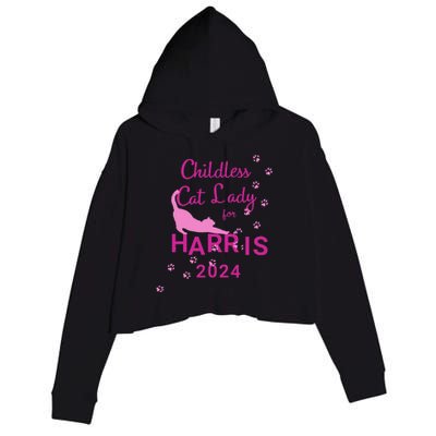 Childless Cat Lady For Harris 2024 Gift Crop Fleece Hoodie