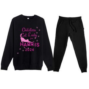 Childless Cat Lady For Harris 2024 Gift Premium Crewneck Sweatsuit Set